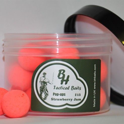 Plaukiantys Boiliai BH Tactical Baits Strawberry Pop Ups 15mm