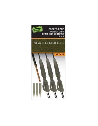 FOX Edges Naturals Core Lead Clip Leaders 50lb 3pcs Paruošta Safe Sistema