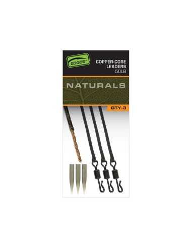 FOX Edges Naturals Coper Core Leaders 50lb 3pcs Paruošti Pavadėliai